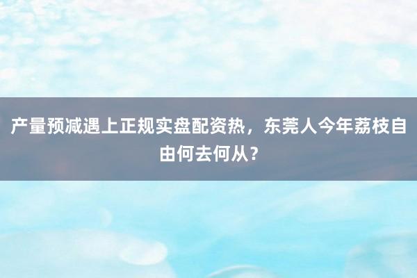 产量预减遇上正规实盘配资热,东莞人今年荔枝自由何去何从?