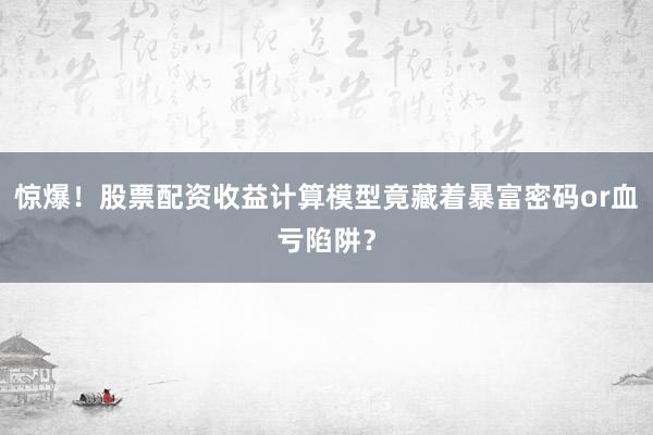惊爆！股票配资收益计算模型竟藏着暴富密码or血亏陷阱？