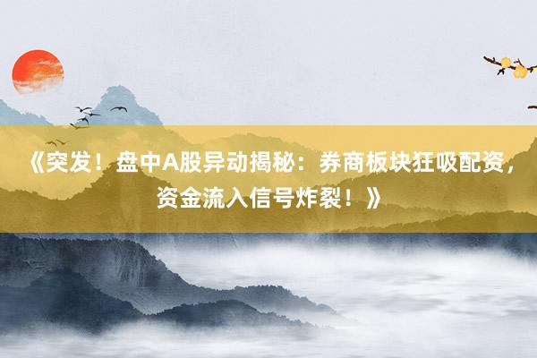 《突发！盘中A股异动揭秘：券商板块狂吸配资，资金流入信号炸裂！》