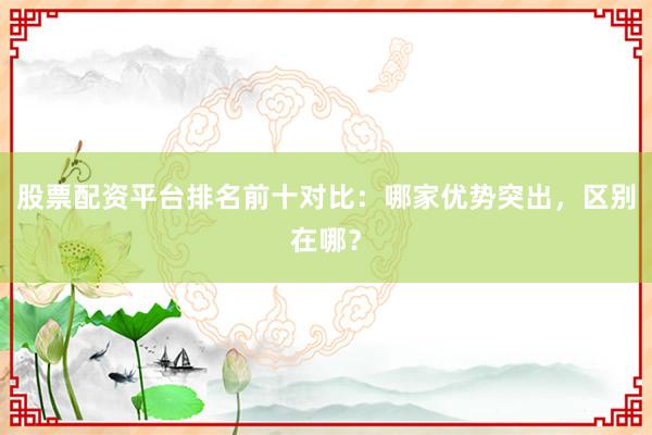 股票配资平台排名前十对比：哪家优势突出，区别在哪？