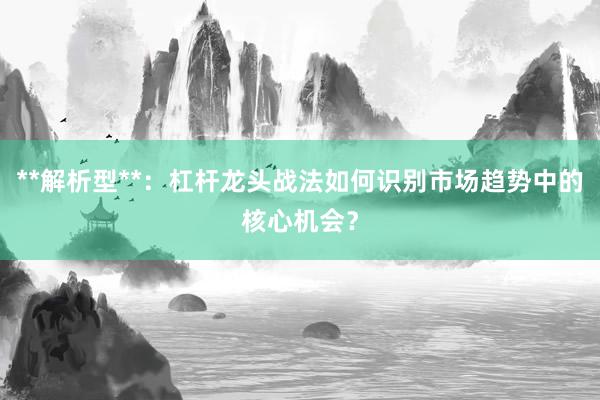 **解析型**：杠杆龙头战法如何识别市场趋势中的核心机会？