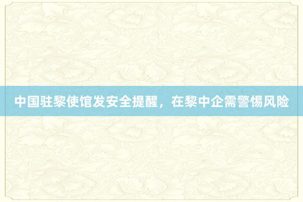 中国驻黎使馆发安全提醒，在黎中企需警惕风险