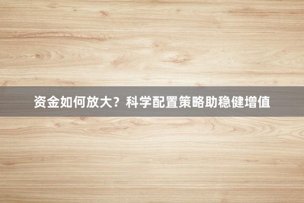 资金如何放大？科学配置策略助稳健增值