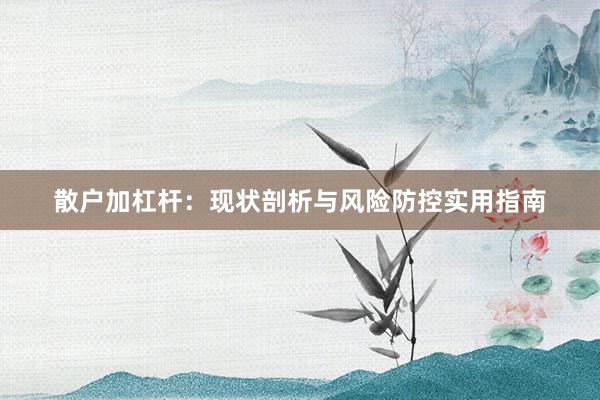 散户加杠杆：现状剖析与风险防控实用指南