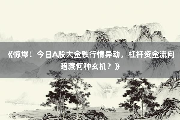 《惊爆！今日A股大金融行情异动，杠杆资金流向暗藏何种玄机？》