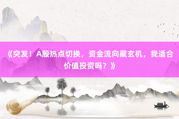 《突发！A股热点切换，资金流向藏玄机，我适合价值投资吗？》