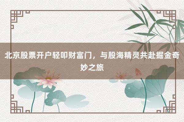 北京股票开户轻叩财富门，与股海精灵共赴掘金奇妙之旅