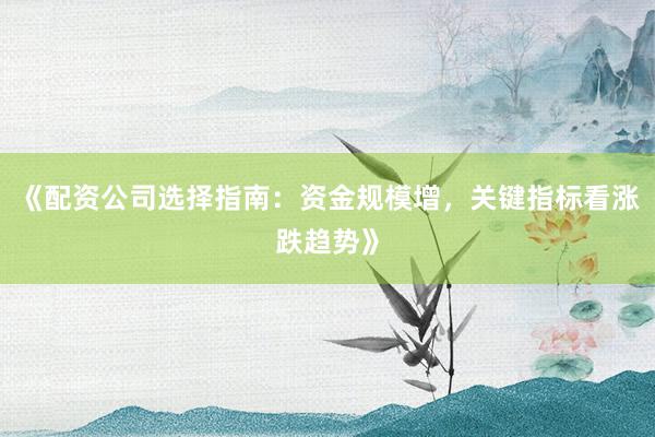 《配资公司选择指南：资金规模增，关键指标看涨跌趋势》