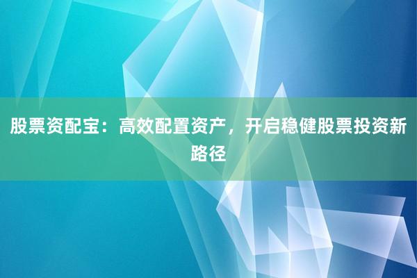 股票资配宝：高效配置资产，开启稳健股票投资新路径