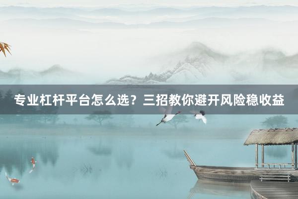 专业杠杆平台怎么选？三招教你避开风险稳收益