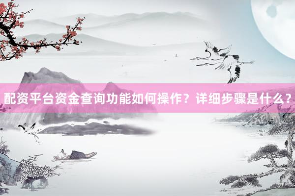 配资平台资金查询功能如何操作？详细步骤是什么？